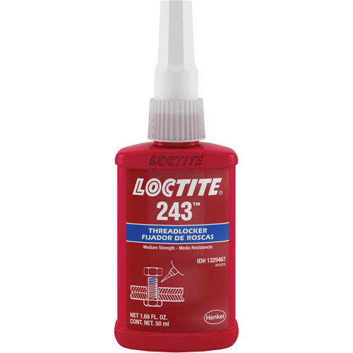 Threadlocker 243 Oil Tolerant, Blue, Medium, 50 ml, Bottle Infinity Industrial Services Inc.