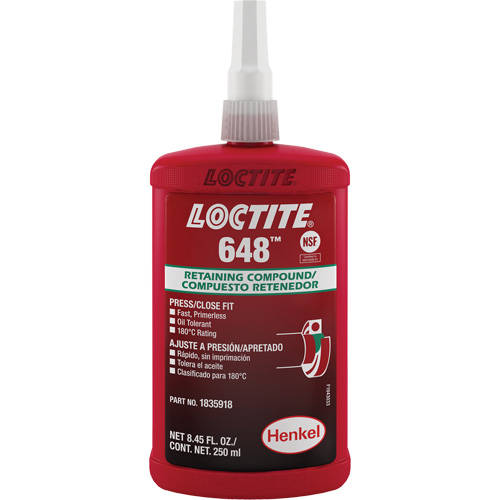 Compos&eacute; de retenue Loctite 648, 250 ml, Bouteille, Vert Infinity Industrial Services Inc.