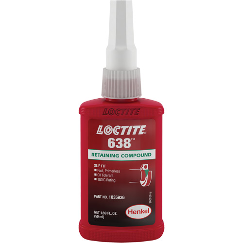 Loctite&reg; 638 Retaining Compound, 50 ml, Bottle, Green Infinity Industrial Services Inc.