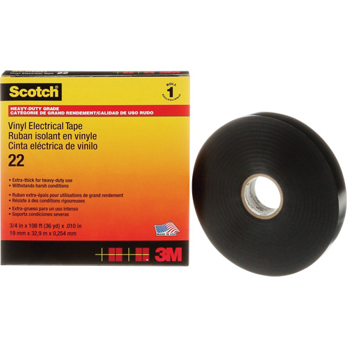 Scotch&reg; Vinyl Electrical Tape, 19 mm (3/4") x 33 m (108'), Black, 10 mils Infinity Industrial Services Inc.