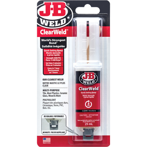 Adh&eacute;sif ClearWeld, 25 ml, Seringue, Deux composants, Transparent Infinity Industrial Services Inc.