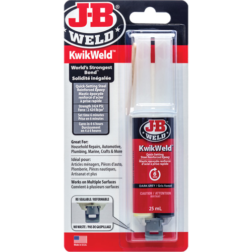 Adh&eacute;sif KwikWeld, 25 ml, Seringue, Deux composants, Gris Infinity Industrial Services Inc.