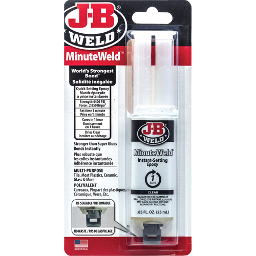 Adh&eacute;sif MinuteWeld, 25 ml, Seringue, Deux composants, Transparent Infinity Industrial Services Inc.