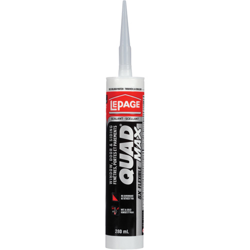 Scellant pour parements & fen&ecirc;tres Quad Max, 280 ml, Tube, Blanc cass&eacute; Infinity Industrial Services Inc.