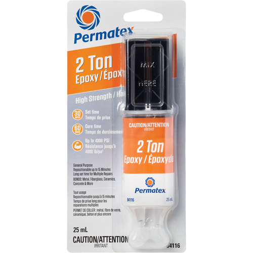Colle &eacute;poxyde avec capacit&eacute; de 2 tonnes, 25 ml, Seringue, Deux composants, Transparent Infinity Industrial Services Inc.