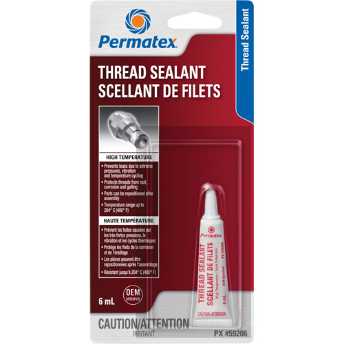 Scellant pour filetage haute temp&eacute;rature, Tube, 6 ml, -54° C - 204° C/-65° F - 400° F Infinity Industrial Services Inc.