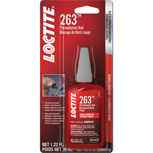 263 Threadlocker, Red, High, 36 ml, Bottle Infinity Industrial Services Inc.