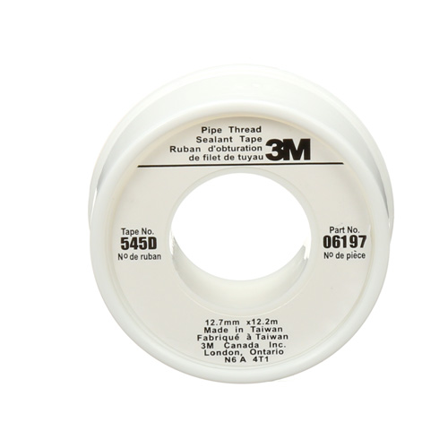 Scotch&reg; Thread Sealant Tape, 480" L x 1/2" W, White Infinity Industrial Services Inc.