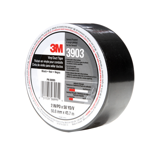3903 Vinyl Duct Tape, 1245 mm (49") W x 46 m (151') L, 6.5 mils, Black Infinity Industrial Services Inc.
