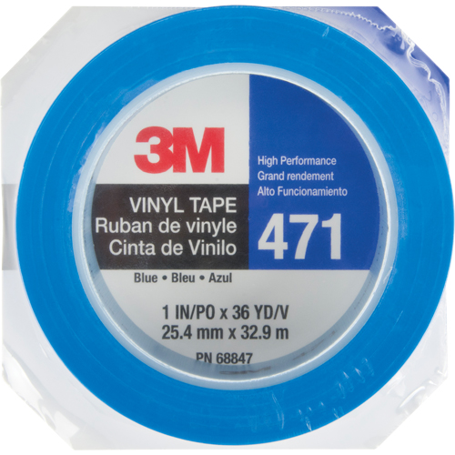 471 Vinyl Tape, 25.4 mm (1") W x 32.9 m (108') L, 5.3 mils, Blue Infinity Industrial Services Inc.