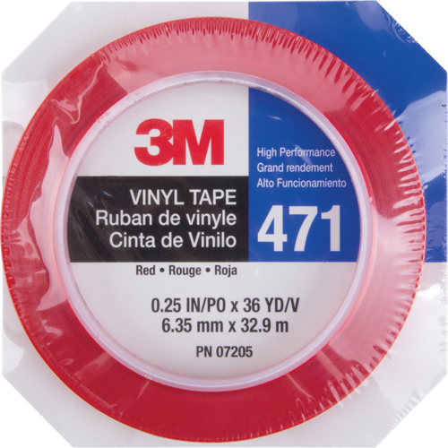 471 Vinyl Tape, 6 mm (1/4") W x 32.9 m (108') L, 5.3 mils, Red Infinity Industrial Services Inc.