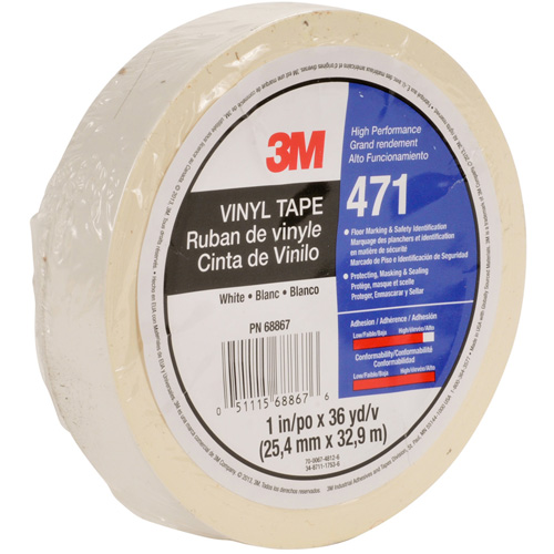 471 Vinyl Tape, 12 mm (1/2") W x 32.9 m (108') L, 5.3 mils, White Infinity Industrial Services Inc.
