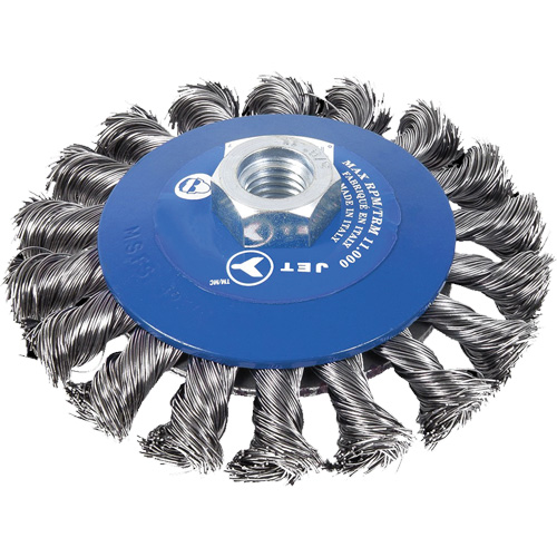 Brosse conique &agrave; m&egrave;ches torsad&eacute;es, Dia. 5", Fils 0,02", Arbre 5/8"-11NC Infinity Industrial Services Inc.