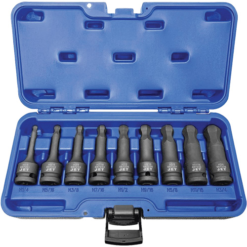 BNH-912 1/2" Drive SAE Ball Nose Hex Impact Socket Set, Hex, 1/2" Drive, 9 Pcs Infinity Industrial Services Inc.