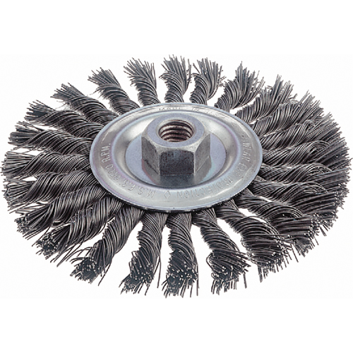 Brosses rotatives &agrave; fils nou&eacute;s - Brosse rotative &agrave; fils nou&eacute;s, fils nou&eacute;s standards, Dia. 6", Fils 0,023", Arbre 5/8"-11, Acier Infinity Industrial Services Inc.