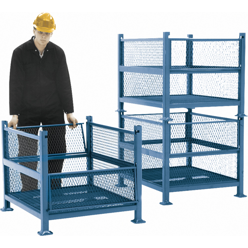 Conteneurs en m&eacute;tal grillag&eacute;, 2 panneaux repliables, Capacit&eacute; 2500 lb, 34,5" la x 40,5" p x 32,25" h Infinity Industrial Services Inc.