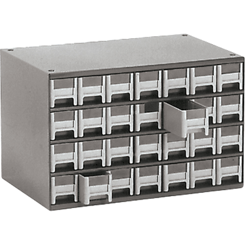 Casiers modulaires pour pi&egrave;ces, Acier, 28 tiroirs, 17" x 10-9/16" x 2-2/16", Gris Infinity Industrial Services Inc.