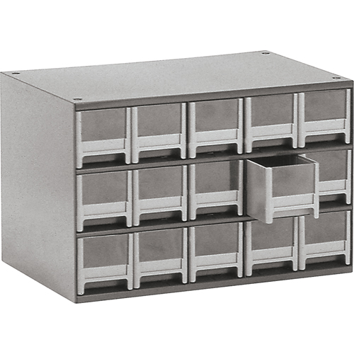 Modular Parts Cabinets, Steel, 15 Drawers, 17" x 10-9/16" x 3-1/16", Grey Infinity Industrial Services Inc.