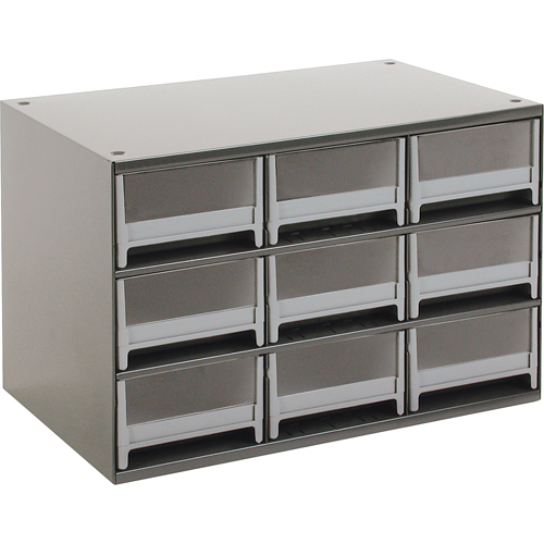 Modular Parts Cabinets, Steel, 9 Drawers, 17" x 10-9/16" x 3-1/16", Grey Infinity Industrial Services Inc.