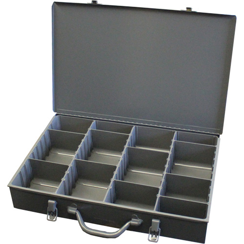 Adjustable Compartment Boxes, Steel, Variable Slots, 13-3/8" W x 9-1/4" D x 2" H, Grey Infinity Industrial Services Inc.