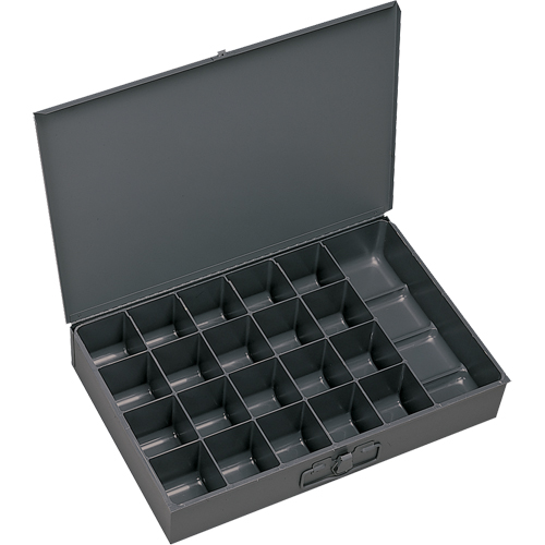 Compartment Scoop Boxes, Steel, 21 Slots, 18" W x 12" D x 3" H, Grey Infinity Industrial Services Inc.