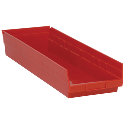 Shelf Bins, 8-3/8" W x 4" H x 23-5/8" D, Red, 50 lbs. Capacity Infinity Industrial Services Inc.