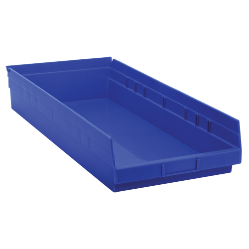 Shelf Bins, 11-1/8" W x 4" H x 23-5/8" D, Blue, 50 lbs. Capacity Infinity Industrial Services Inc.
