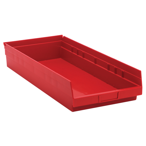 Shelf Bins, 11-1/8" W x 4" H x 23-5/8" D, Red, 50 lbs. Capacity Infinity Industrial Services Inc.