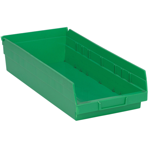Shelf Bins, 8-1/8" W x 4" H x 17-7/8" D, Green, 40 lbs. Capacity Infinity Industrial Services Inc.
