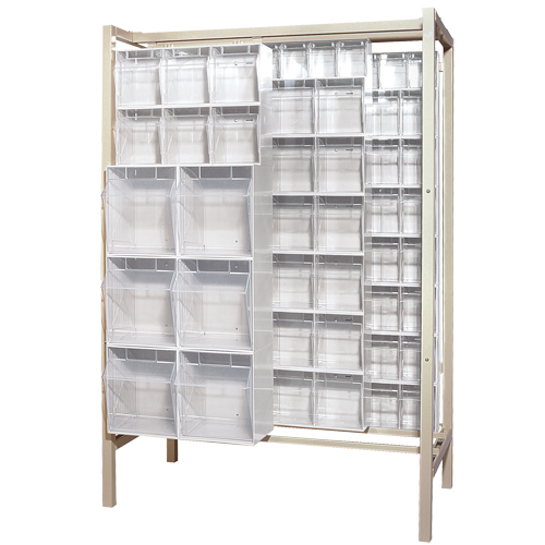 Syst&egrave;me de stockage &agrave; glissi&egrave;re &agrave; bacs basculants autonome, 51-1/4" la x 26" p x 77" h, 101 tiroirs Infinity Industrial Services Inc.