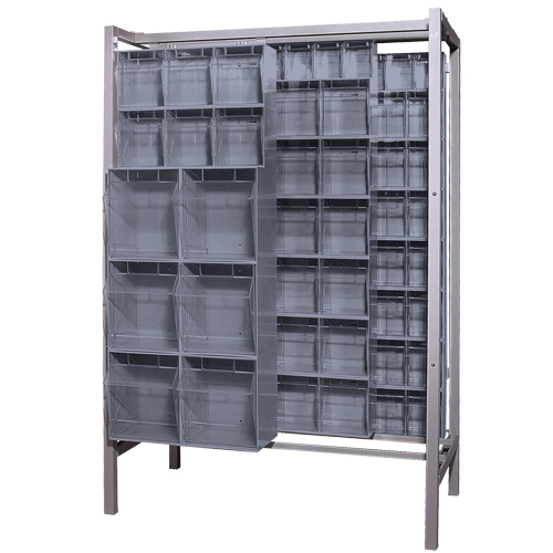 Syst&egrave;me de stockage &agrave; glissi&egrave;re &agrave; bacs basculants autonome, 51-1/4" la x 26" p x 77" h, 101 tiroirs Infinity Industrial Services Inc.