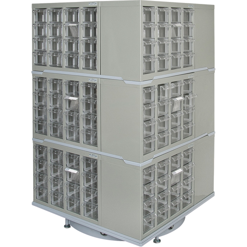 Armoire industrielle robuste avec carrousel &agrave; tiroirs, Acier, 192 tiroirs, 27" la x 27" p x 48" h, Gris Infinity Industrial Services Inc.
