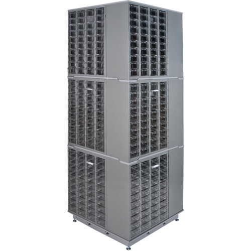 Heavy-Duty Industrial Carousel Drawer Cabinet, Steel, 480 Drawers, 27" W x 27" D x 80" H, Grey Infinity Industrial Services Inc.