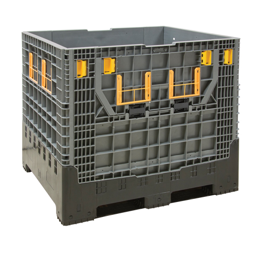 Collapsible Bulk Container, 47.2" L x 39.4" W x 39.4" H, Grey Infinity Industrial Services Inc.