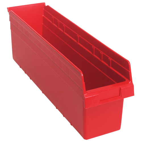 Store-Max Shelf Bins, 6-5/8" W x 8" H x 23-5/8" D, Red, 68 lbs. Capacity Infinity Industrial Services Inc.
