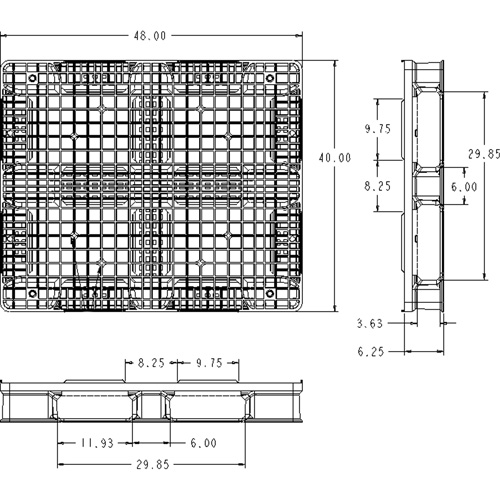 RackoCell Plastic Pallet, 4-Way Entry, 48" L x 40" W x 6-1/3" H Infinity Industrial Services Inc.