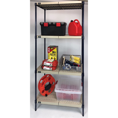 &eacute;tag&egrave;re en fils m&eacute;talliques avec tablettes en plastique, Cadre en fils m&eacute;talliques avec tablettes en plastique, Sans boulons, Capacit&eacute; 600 lb, 30" la x 72" h x 18" p Infinity Industrial Services Inc.