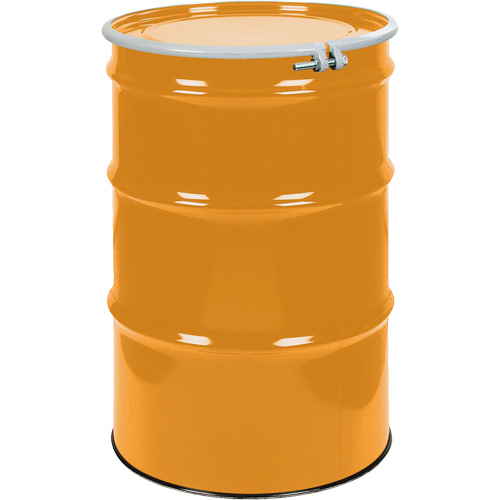 Barils en acier, 55 gal. US (45 gal. imp.), Non doubl&eacute;, Orange, Dessus ouvert, UN1A2/Y1.5/150, Calibre 16 Infinity Industrial Services Inc.
