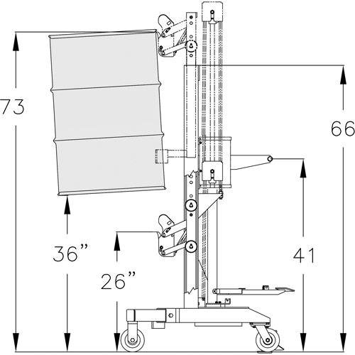 Manipulateur ergonomique de baril &agrave; port&eacute;e &eacute;lev&eacute;, DM-100-HR, 30 - 85 gal. US (25 - 70 gal. imp.) Infinity Industrial Services Inc.