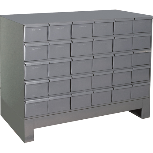 Armoires &agrave; tiroirs industriels avec base, 30 tiroirs, 34-1/8" la x 12-1/4" p x 26-7/8" h, Gris Infinity Industrial Services Inc.