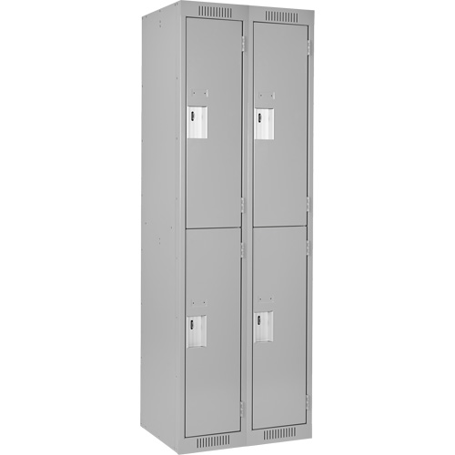 Clean Line Lockers, 2 -tier, Bank of 2, 24" x 18" x 72", Steel, Grey, Rivet (Assembled) Infinity Industrial Services Inc.
