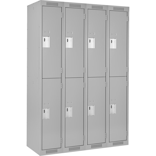 Clean Line Lockers, 2 -tier, Bank of 4, 48" x 18" x 72", Steel, Grey, Rivet (Assembled) Infinity Industrial Services Inc.