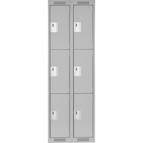 Clean Line Lockers, 3 -tier, Bank of 2, 24" x 18" x 72", Steel, Grey, Rivet (Assembled) Infinity Industrial Services Inc.