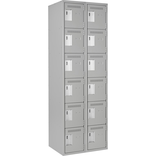 Clean Line Lockerettes, 6 -tier, Bank of 2, 24" x 18" x 72", Steel, Grey, Rivet (Assembled) Infinity Industrial Services Inc.