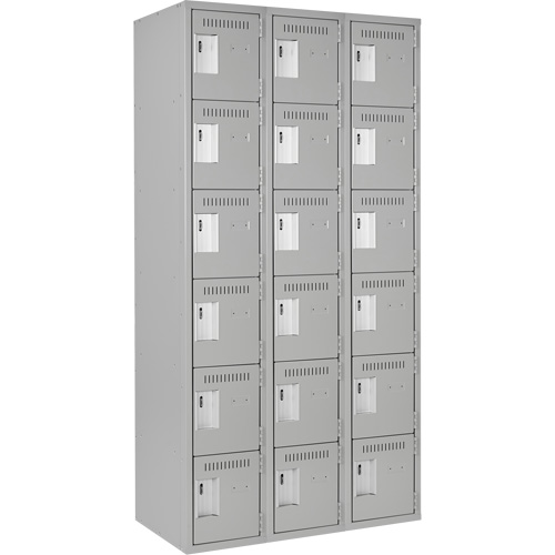 Clean Line Lockerettes, 6 -tier, Bank of 3, 36" x 18" x 72", Steel, Grey, Rivet (Assembled) Infinity Industrial Services Inc.