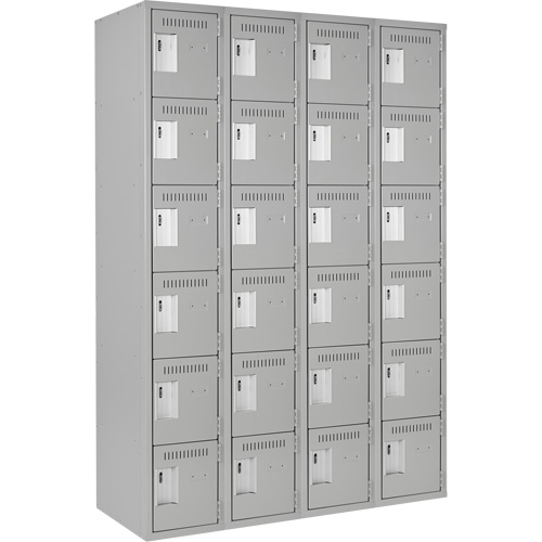 Clean Line Lockerettes, 6 -tier, Bank of 4, 48" x 18" x 72", Steel, Grey, Rivet (Assembled) Infinity Industrial Services Inc.