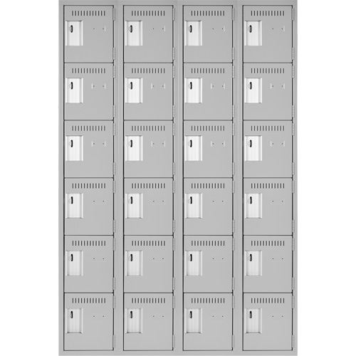 Clean Line Lockerettes, 6 -tier, Bank of 4, 48" x 18" x 72", Steel, Grey, Rivet (Assembled) Infinity Industrial Services Inc.
