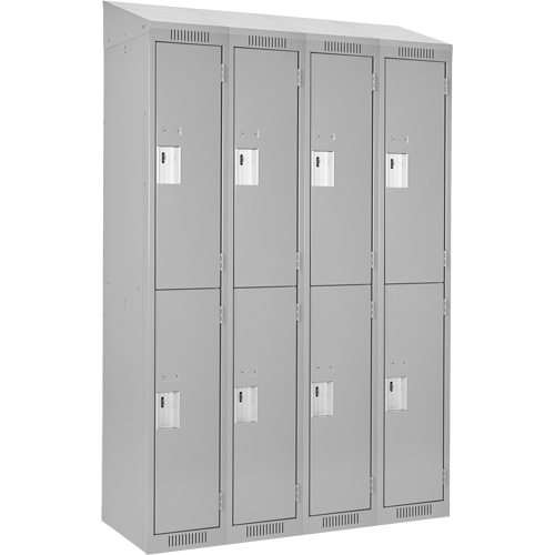 Clean Line Lockers, 2 -tier, Bank of 4, 48" x 18" x 78", Steel, Grey, Rivet (Assembled) Infinity Industrial Services Inc.