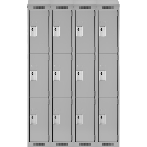Clean Line Lockers, 3 -tier, Bank of 4, 48" x 18" x 78", Steel, Grey, Rivet (Assembled) Infinity Industrial Services Inc.
