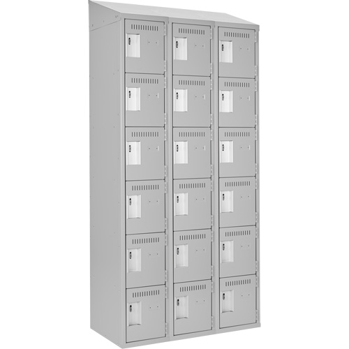 Clean Line Lockerette , 6 -tier, Bank of 3, 36" x 18" x 78", Steel, Grey, Rivet (Assembled) Infinity Industrial Services Inc.